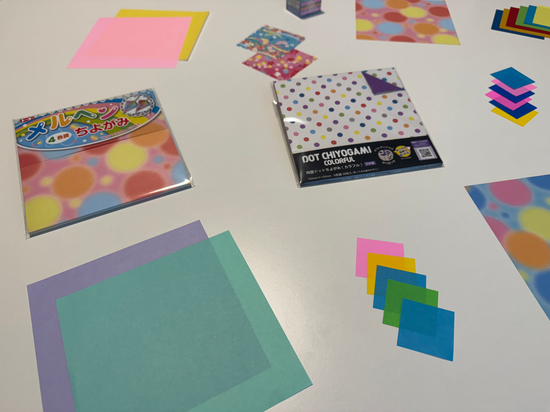 packs of paper in various sizes, loose sheets